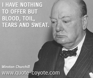 Winston Churchill - I have nothing to offer but blood, toil, tears and sweat.