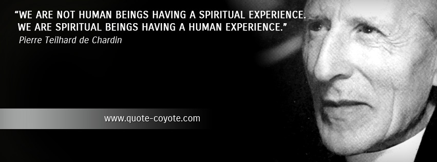 Pierre Teilhard de Chardin - We are not human beings having a spiritual experience. We are spiritual beings having a human experience.