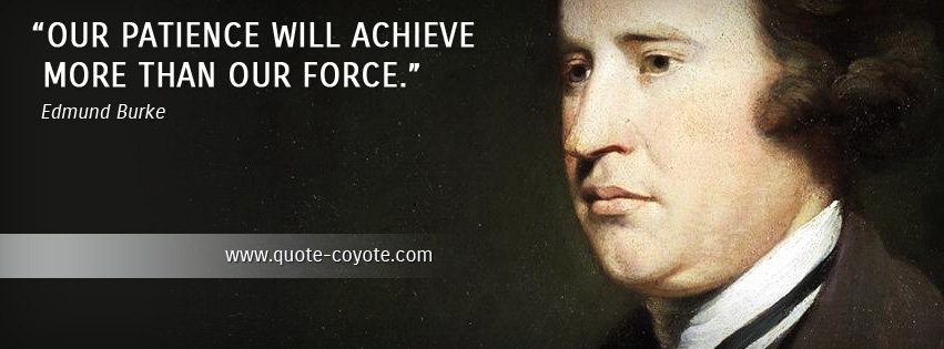 Edmund Burke - Our patience will achieve more than our force.