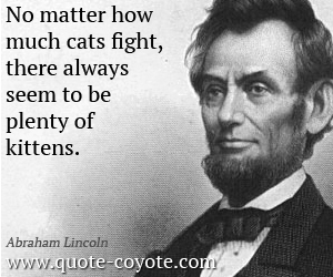 Wise quotes - No matter how much cats fight, there always seem to be plenty of kittens.