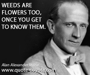 Alan Alexander Milne - Weeds are flowers too, once you get to know them.