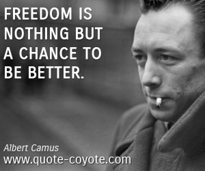 Albert Camus - Freedom is nothing but a chance to be better.