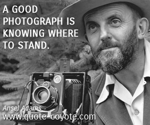 Photograph quotes - A good photograph is knowing where to stand.