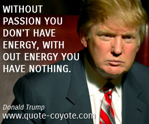 Donald Trump - Without passion you don't have energy, with out energy you have nothing.
