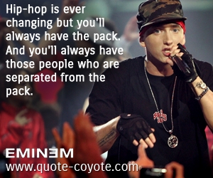  quotes - Hip-hop is ever changing but you'll always have the pack. And you'll always have those people who are separated from the pack.