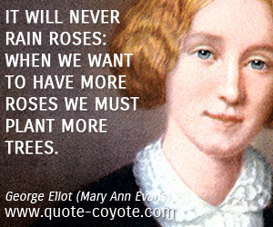 George Eliot - It will never rain roses: when we want to have more roses we must plant more trees.