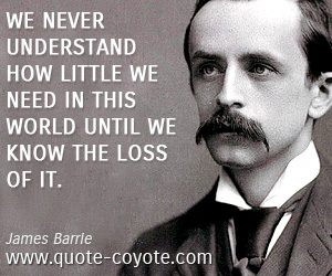  quotes - We never understand how little we need in this world until we know the loss of it.