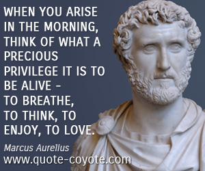 Alive quotes - When you arise in the morning, think of what a precious privilege it is to be alive - to breathe, to think, to enjoy, to love.