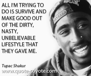 Make quotes - All I'm trying to do is survive and make good out of the dirty, nasty, unbelievable lifestyle that they gave me.