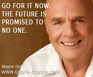 Wayne Dyer - Go for it now. The future is promised to no one.